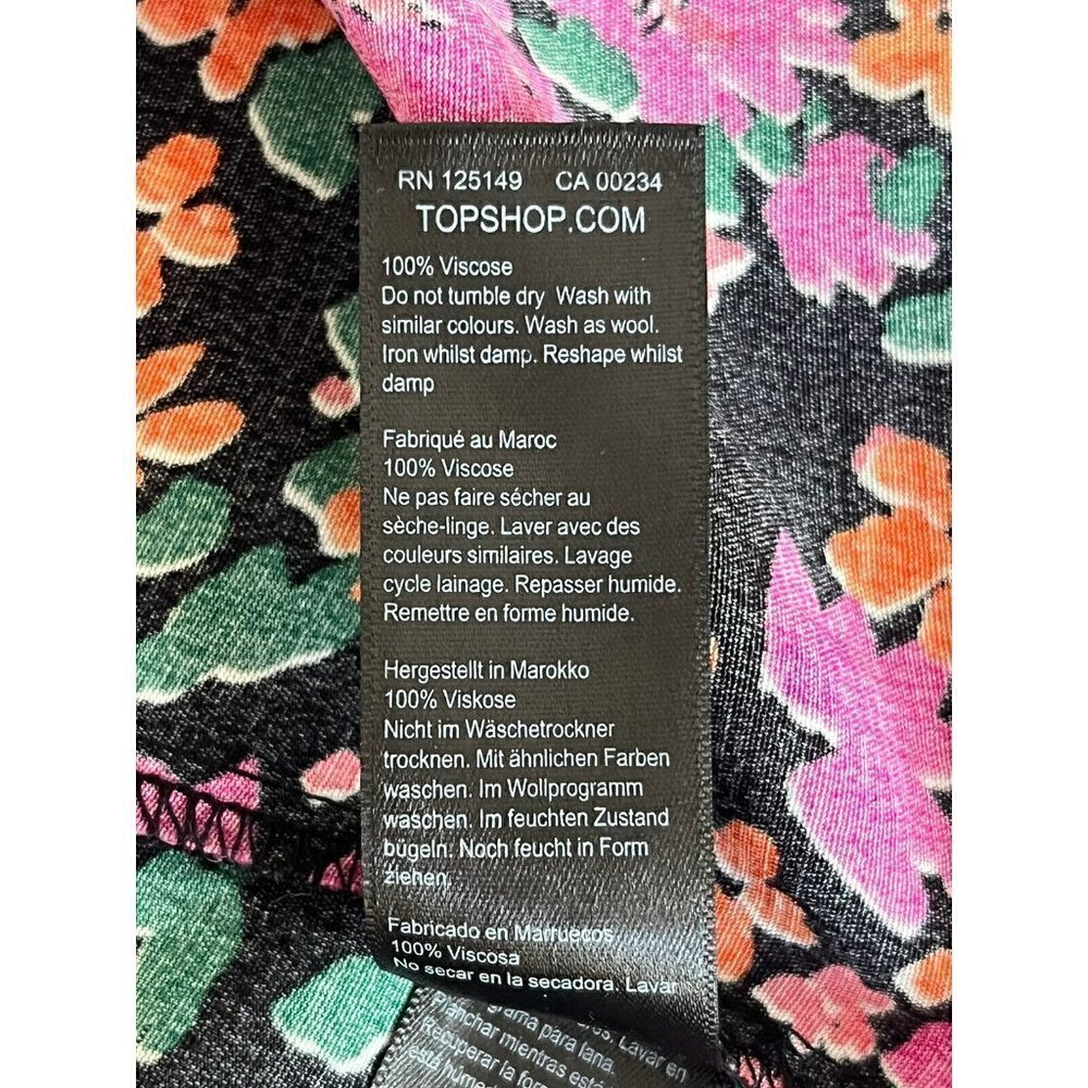 TopShop Women's Sz 2 Floral Print Wrap Dress in Pink & Green Cottagecore Midi - Picture 8 of 9